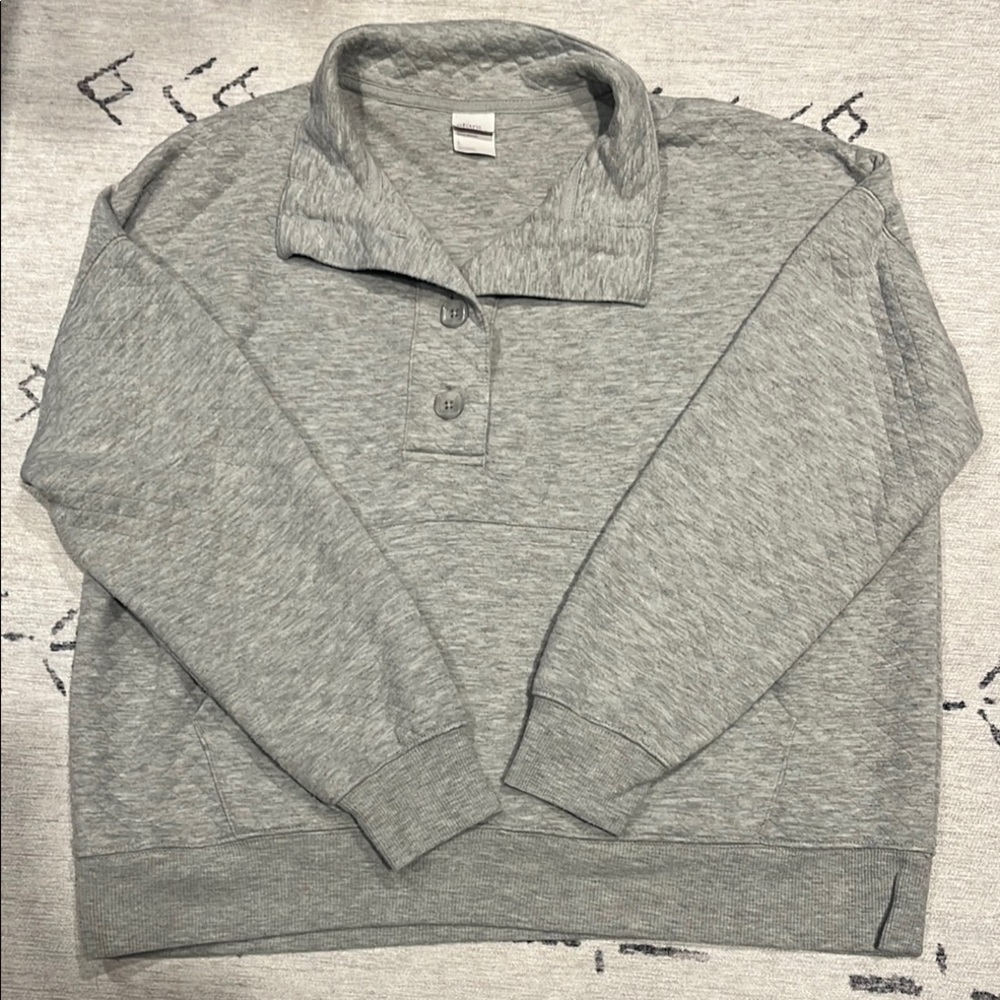 Grey half button sweater